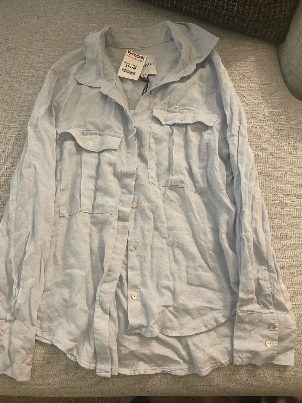 Light Blue Linen Button-Up Shirt